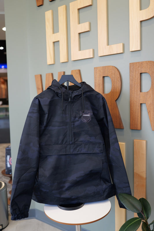 1/4 Zip Rain Jacket - Hooded (Black Camo)